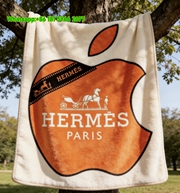 Hermès Apple Logo Flannel Fleece Throw Blanket IMG_5007